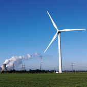Wind turbines and coal-fired power station