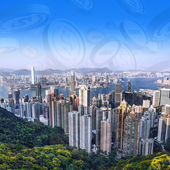 Image of stablecoins in the sky over Hong Kong