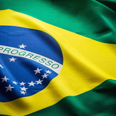 Close up of the flag of Brazil