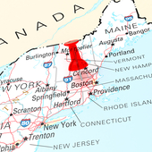 Map of the New England region of the US