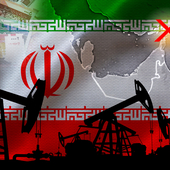 Iran oil and map abstract