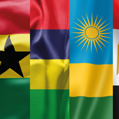A composition of the flags of Nigeria, Ghana, Mauritius, Rwanda and Egypt
