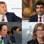 Clockwise from top left: Fabio Panetta, Gabriel Galípolo, Michele Bullock and Kazuo Ueda