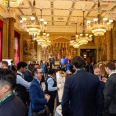 A group of people socialise at the Central Banking London Meetings 2026