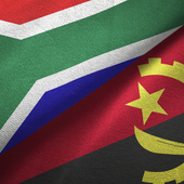 The flags of South Africa and Angola