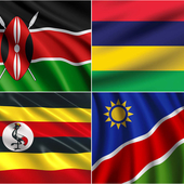 Clockwise from top left: the flags of Kenya, Mauritius, Namibia and Uganda