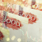 Rubles and Russian economic chart overlaid