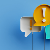 Exclamation marks in colourful speech bubbles