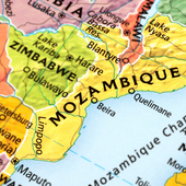 A map showing Mozambique
