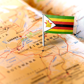 Zimbabwe flag and map 
