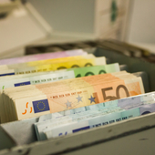Euro notes in drawer