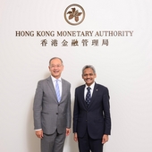 HKMA chief executive Eddie Yue and BNM governor Abdul Rasheed Ghaffour meet in Hong Kong on October 2, 2026.