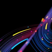 Blue-toned abstract visualization of big data streams forming a mesh grid over dark background — representing digital networks, data analytics and information flow